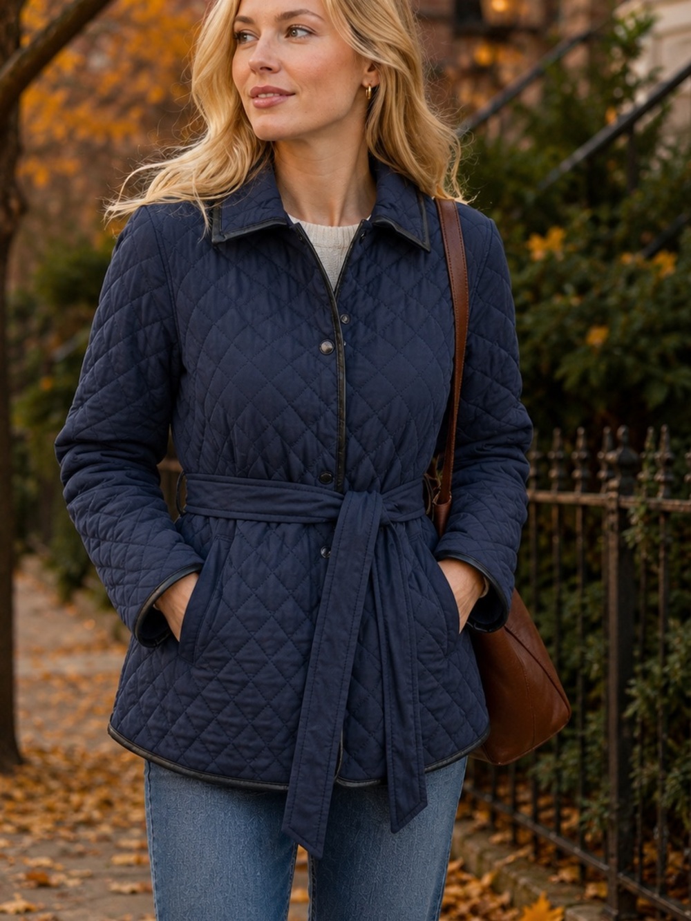 rag & bone Kelly Quilted Belted Jacket in Navy Blue NWT Size Small $598 Retail